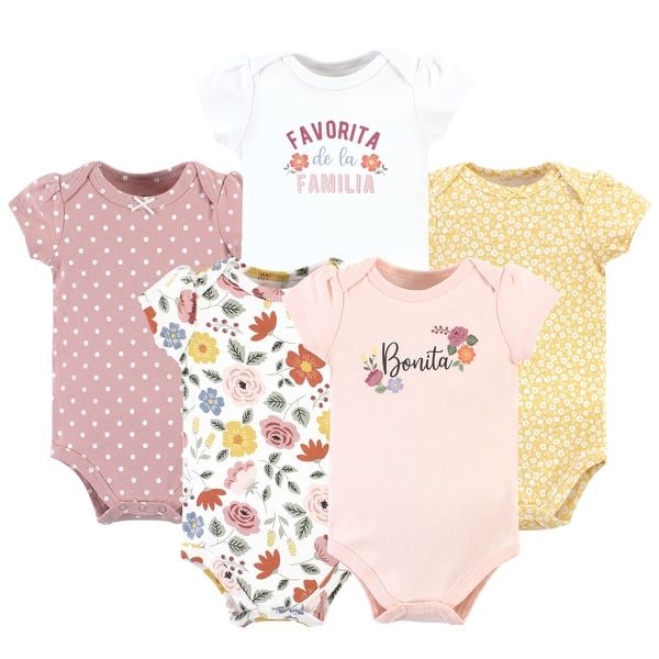 slide 1 of 1, Hudson Baby Infant Girl Cotton Bodysuits, Bonita 5 Pack Preemie - Bonita 5 Pack
