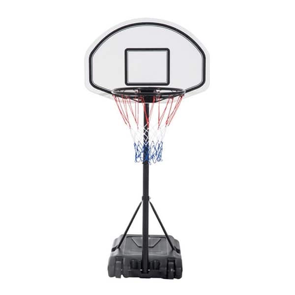 slide 2 of 7, 35.4" - 47.2" Adjustable Height Swimming Pool Basketball Hoop Black
