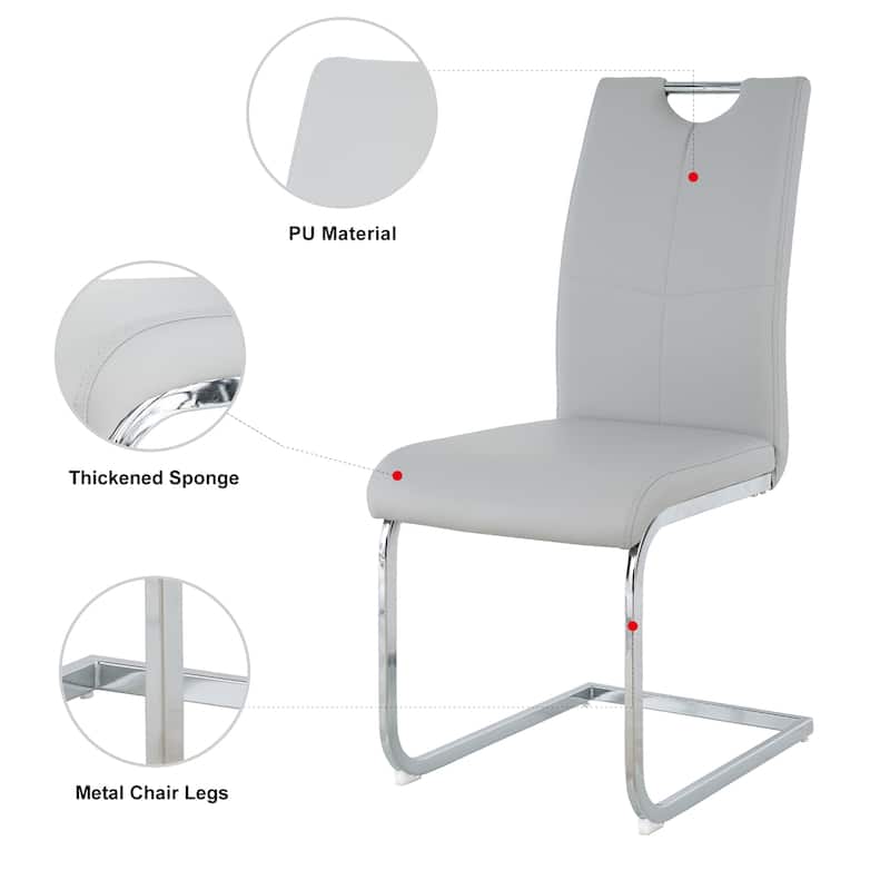 Modern Dining Chairs with Chrome Metal Legs Set of 2