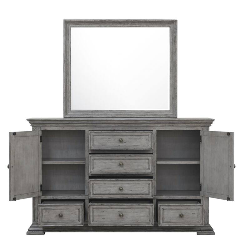 Big Valley Graystone Panel Bed, Dresser & Mirror Set