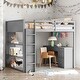 preview thumbnail 12 of 18, Full Size Loft Bed with Ladder, Shelves and Desk, Maximized Space, White