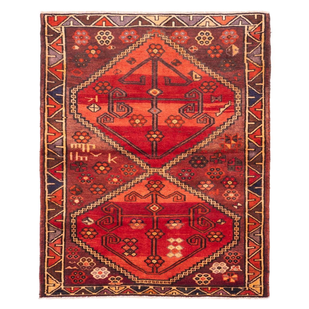 ECARPETGALLERY Hand-knotted Melis Red Wool Rug - 4'11 x 6'2