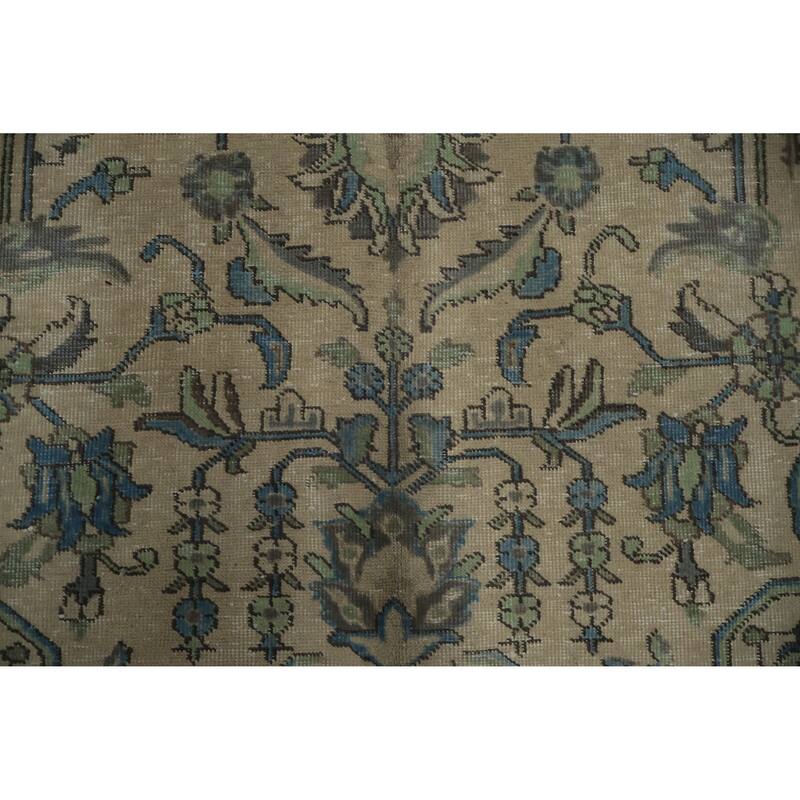 Hand Knotted Oriental 100% Wool Carpet Traditional Floral Beige & Ivories Tabriz Area Rug - 10' 11'' X 8' 3''