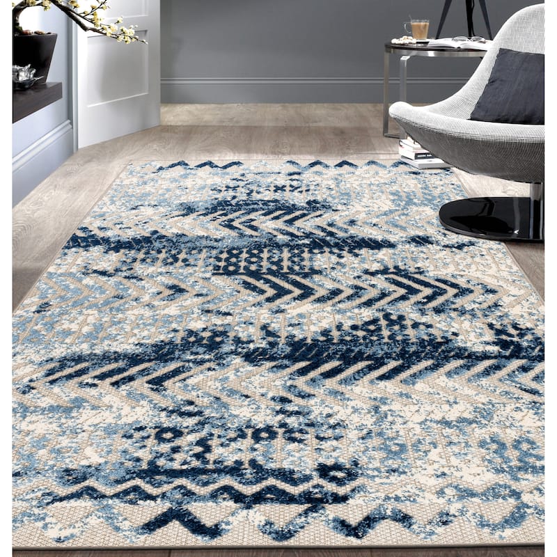 World Rug Gallery Turin Modern Geometric Bohemian Indoor/Outdoor Area Rug