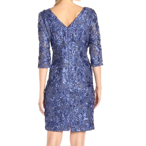 alex evenings sequined floral sheath dress