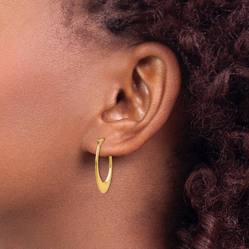 Curata 14k Yellow Gold tube Polished 1x16mm Hoop Earrings