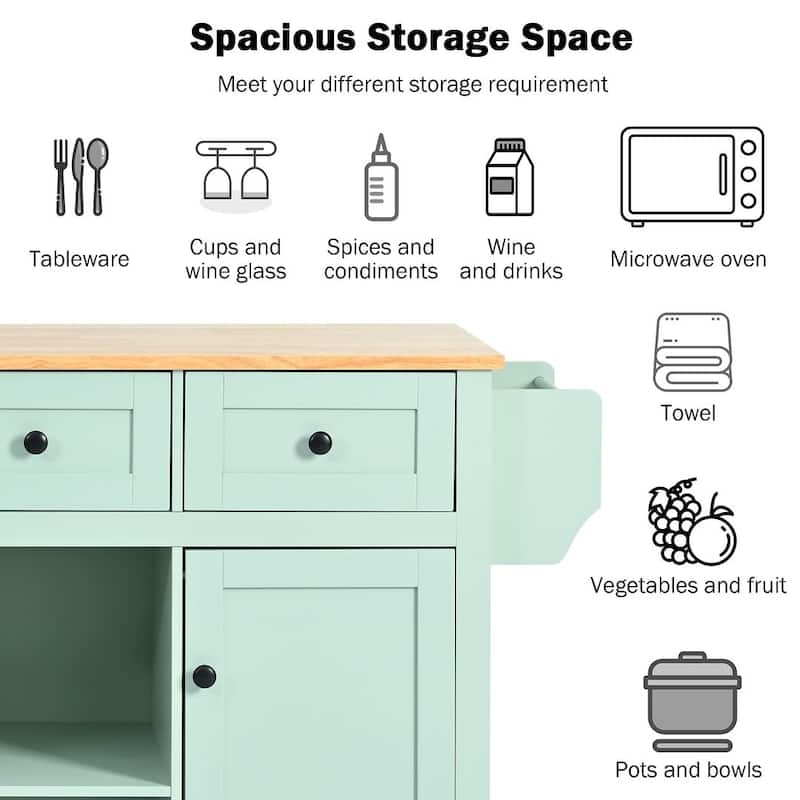 Kitchen Island Cart with Wheels Drop-Leaf, Storage Racks
