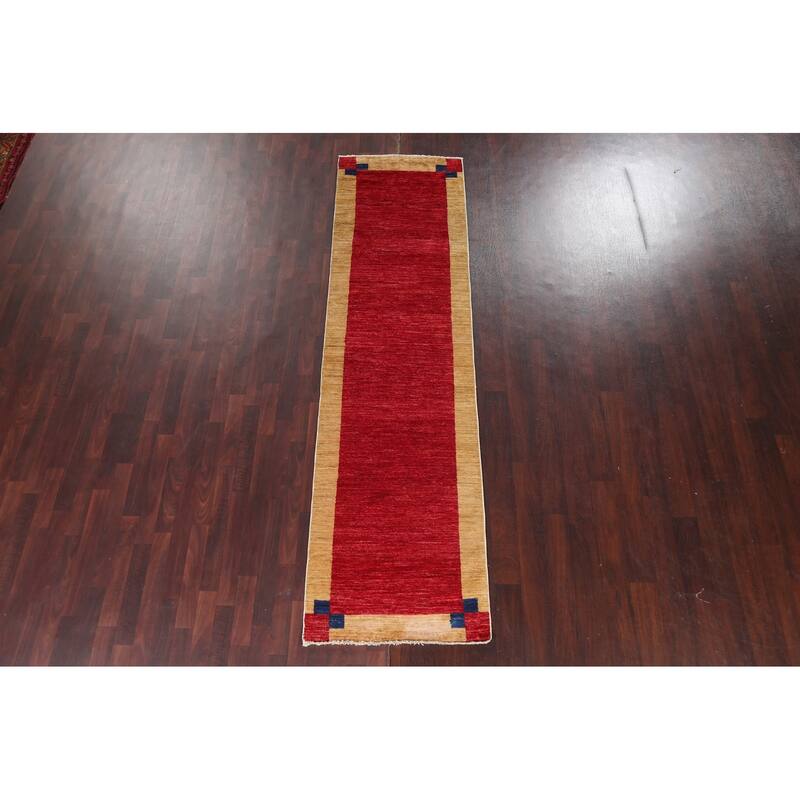 Oriental Gabbeh Kashkoli Wool Runner Rug Hand-knotted Hallway Carpet - 2'8" x 9'11"