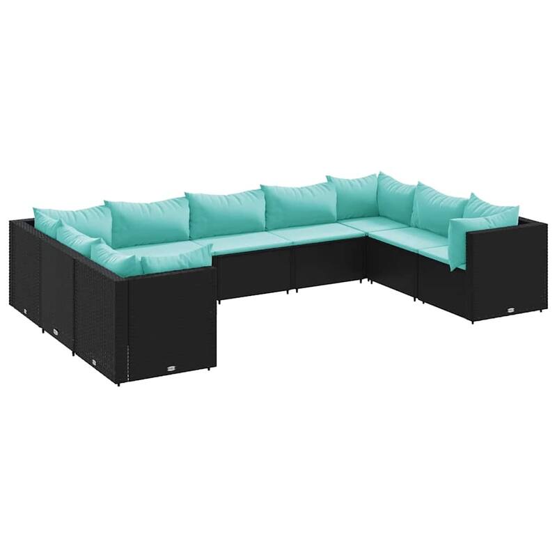 vidaXL Patio Lounge Set with Cushions Sectional Sofa Garden Backyard Poly Rattan - 24.8" x 24.8" x 22.6"