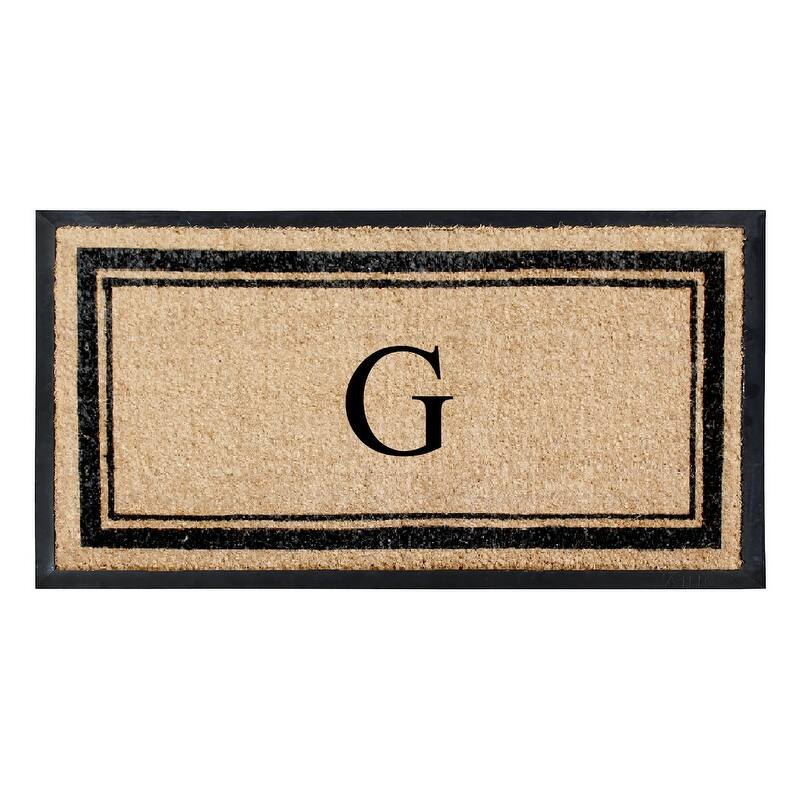 A1HC Picture Frame Natural Rubber & Coir Large Monogrammed Doormat 24"x48" - G