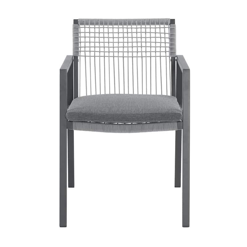 Modern 7-Piece Outdoor Dining Set 70.25" Rectangular Faux Wood Top Dining Table with 6 Rope-Woven Chairs for Patio, Backyard