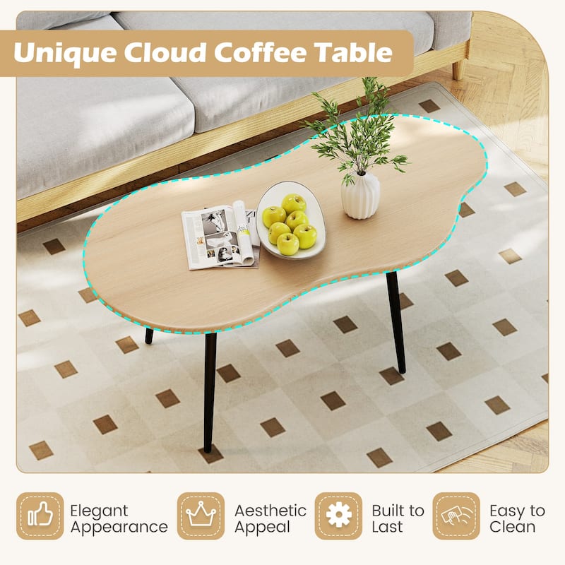 Gymax Cloud Shape Coffee TableIrregular Center Table w/ Metal