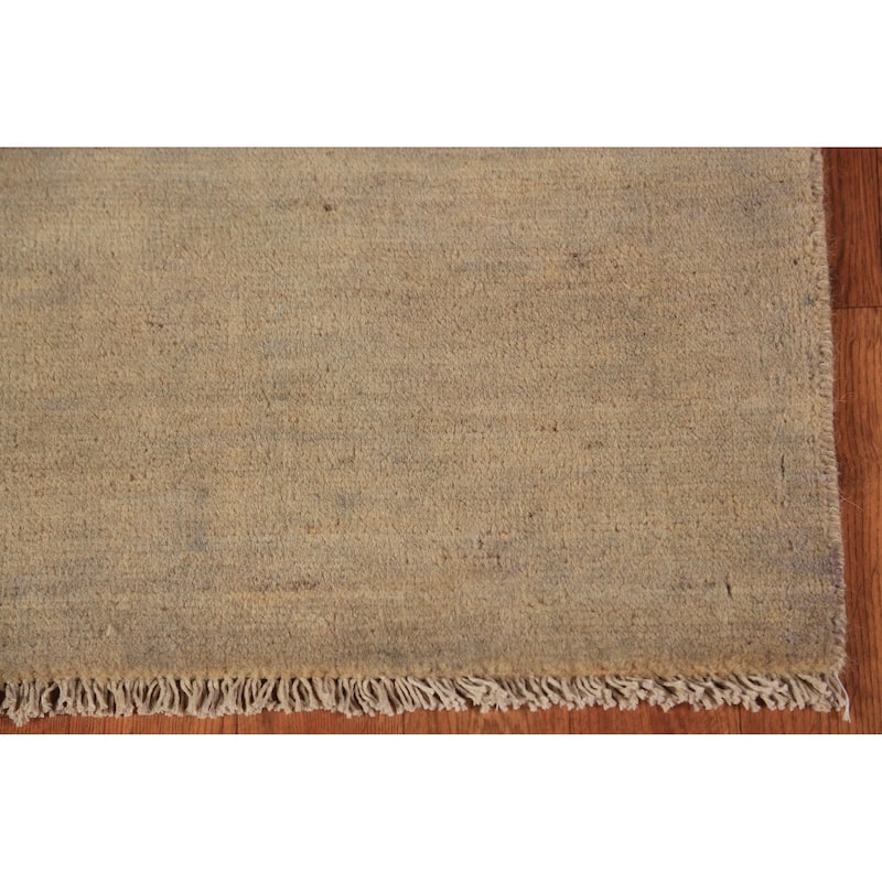 Gabbeh Modern Rug Hand-Knotted Beige Solid Wool Carpet - 4'0" x 5'11"