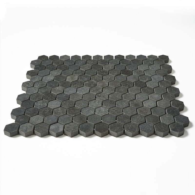 Vulcan Black 1 Inch Hexagon Honed Mosaic Tile
