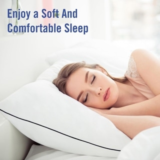 Hypoallergenic Gray Edged 100% Cotton Standard Hotel Pillow, Easy Care (Single Pillow)