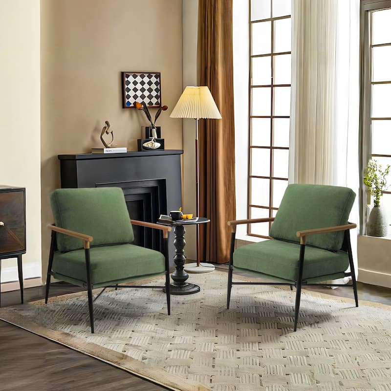 Industrial Upholstered Accent Chair Club Chair with Metal Frame