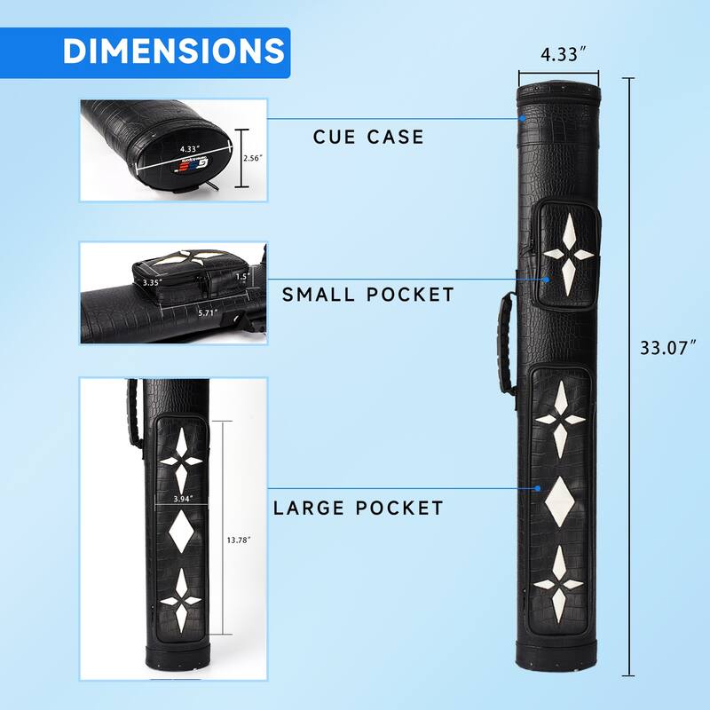 GSE™ 2x2 Oval Deluxe Hard Billiard Pool Cue Stick Carrying Case, Billiard Cue Case Holds 2 Butts/2 Shafts (4 Colors)