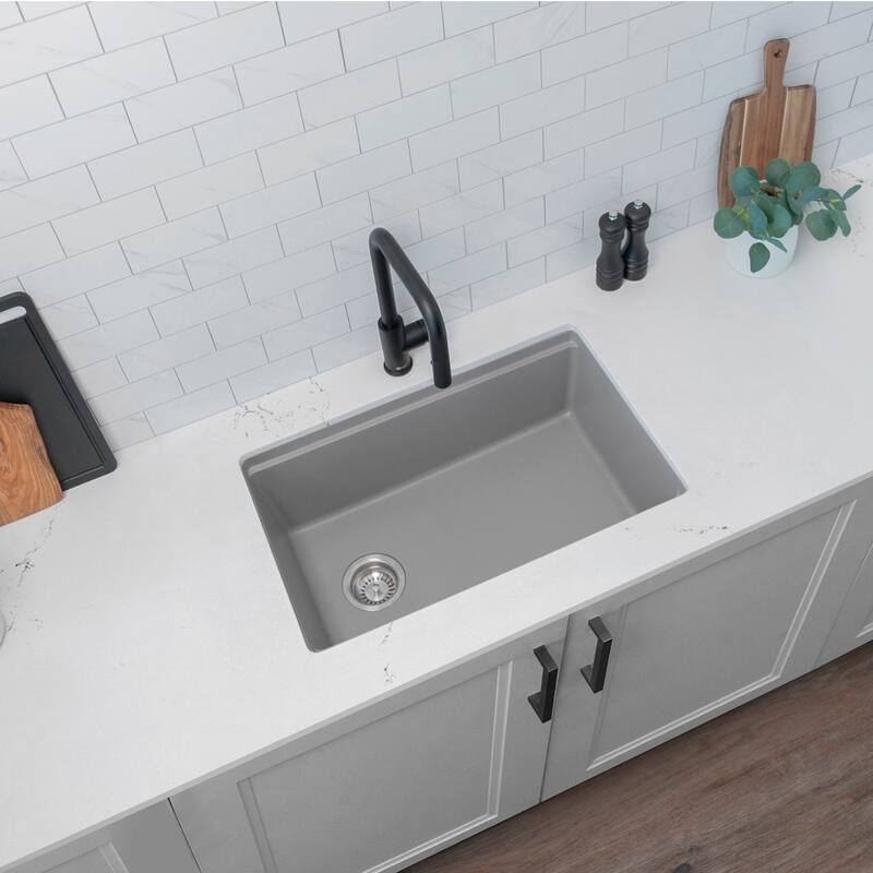 STYLISH Dual Mount 28" Single Bowl Composite Granite Kitchen Sink - 28" x 18" x 9.5"