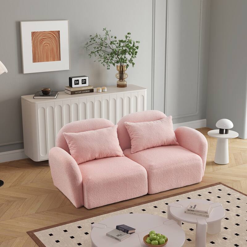 Solid Wood Frame Upholstered 2-Seater Loveseat Sofa