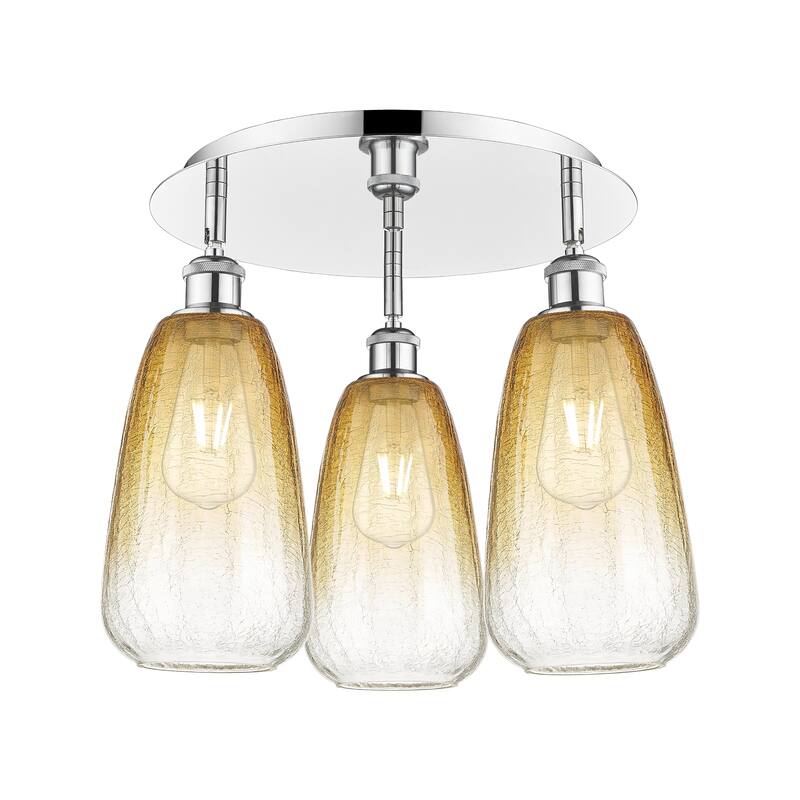 Innovations Lighting Endless Possibilities Ballston - Brookhaven Almond - 3 Light 18" Flush Mount - Polished Chrome/Amber