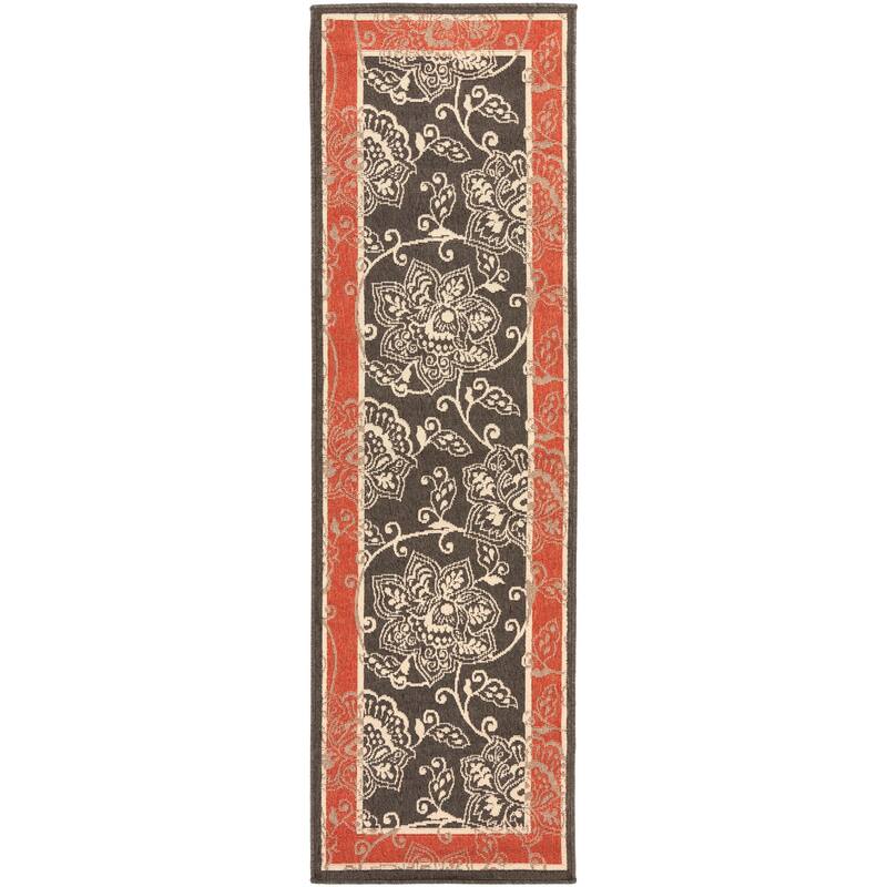 Janelle Indoor/Outdoor Transitional Floral Border Area Rug