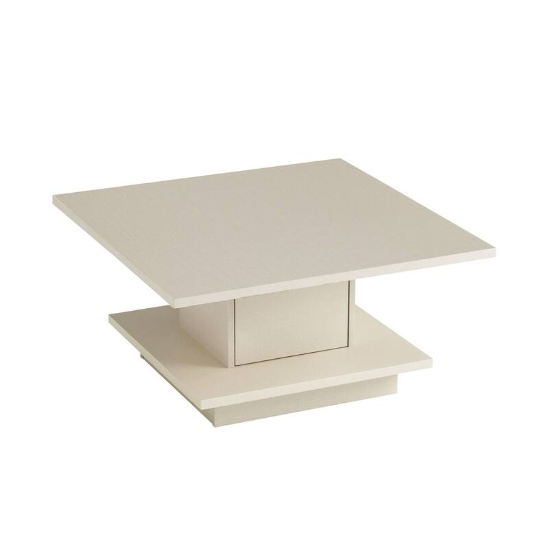 Ross Modern Square Coffee Table with Wrap Around Base Shelf and Hidden Storage by Strick & Bolton