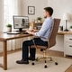 preview thumbnail 6 of 98, Benmar Ribbed Leather Executive High Back Office Chair with Gold Frame, Swivel, Tilt, Lumbar Support