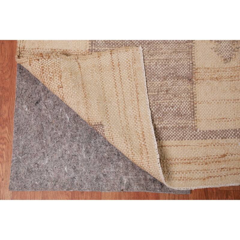 Hand Woven Oriental 100% Jute Carpet Southwestern Modern Beige & Ivories Kilim Area Rug - 11' 3'' X 9' 8''