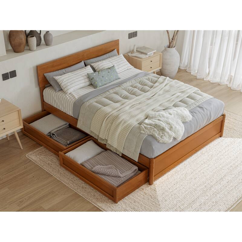 Wesley Platform Bed with Panel Footboard and Storage Drawers