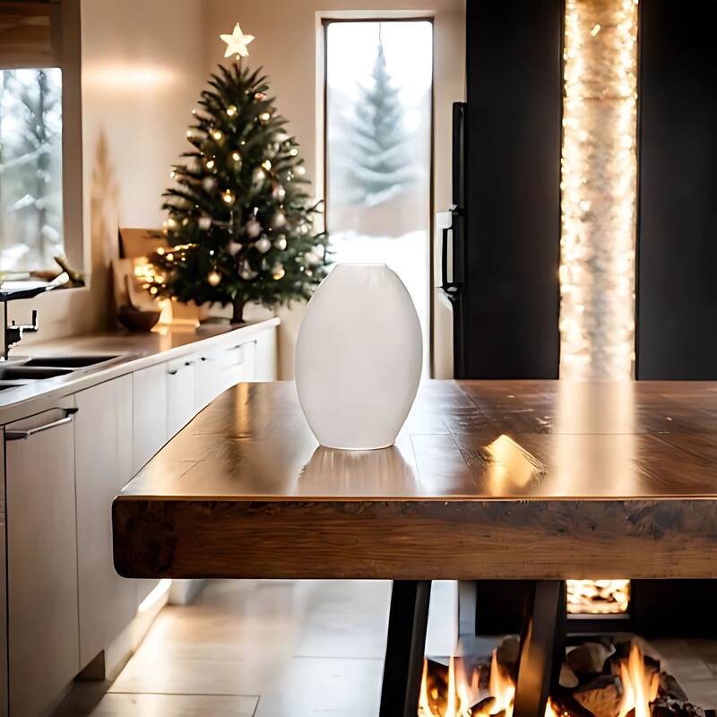 Aria Home Rotund White Textured Polyresin Vase for Modern Decor