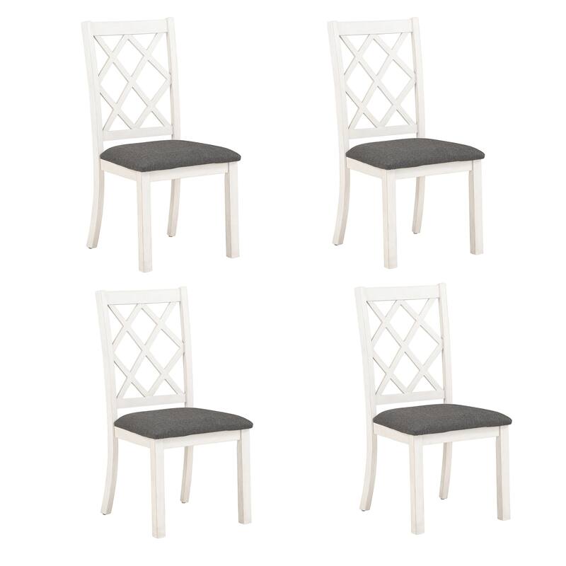 5-Piece Solid Wood Round Dining Table Set with Upholstered Chairs
