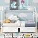 preview thumbnail 3 of 23, Twin XL to King Metal Twin Size House Platform Bed with 2 Drawers White