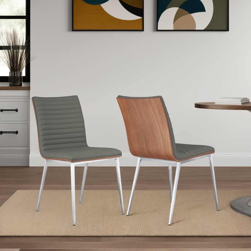 Armen Living Cafe Wood and Faux Leather Upholstered Dining Chairs - Set of 2/4/6