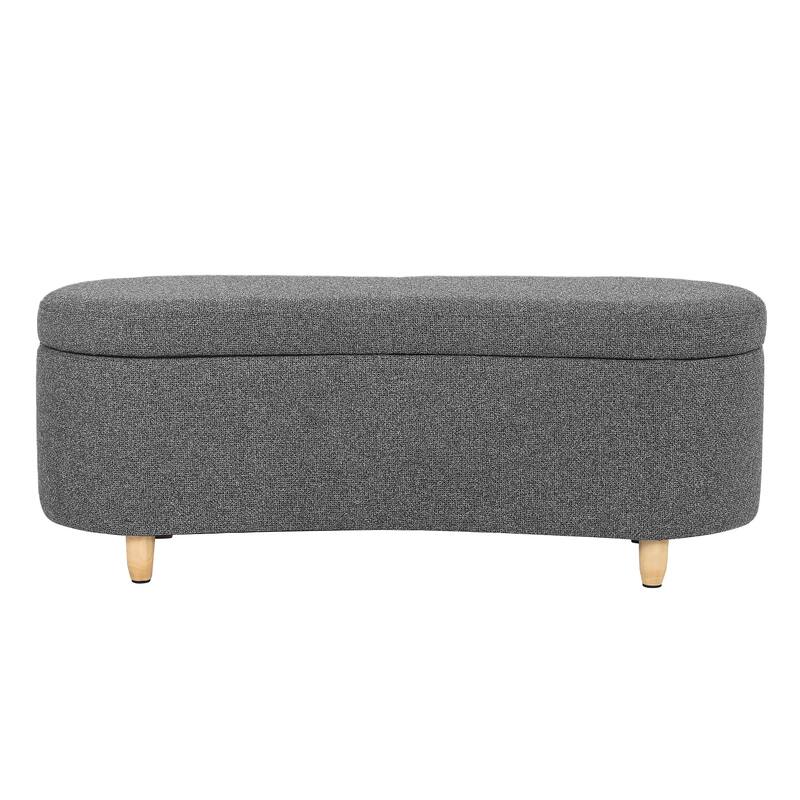 Adeco Curved Upholstered Storage Bench for Bedroom