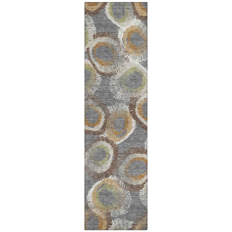 Machine Washable Indoor/ Outdoor Modern Spikey Chantille Rug