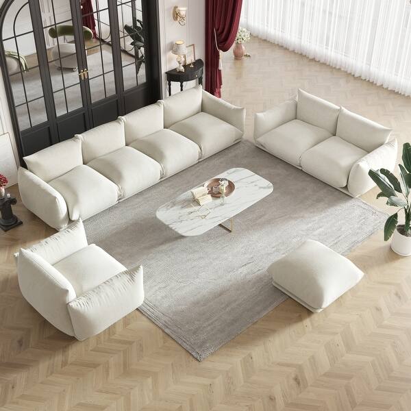 slide 2 of 47, 7 Pieces Modular Sectional Sofa Set for Living Room Furniture Sets Beige