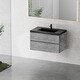 preview thumbnail 7 of 32, ABRUZZO Single Sink Wall Mount Floating Bath Vanity in Cement Grey with Black Quartz Sand Surface Top - 24"
