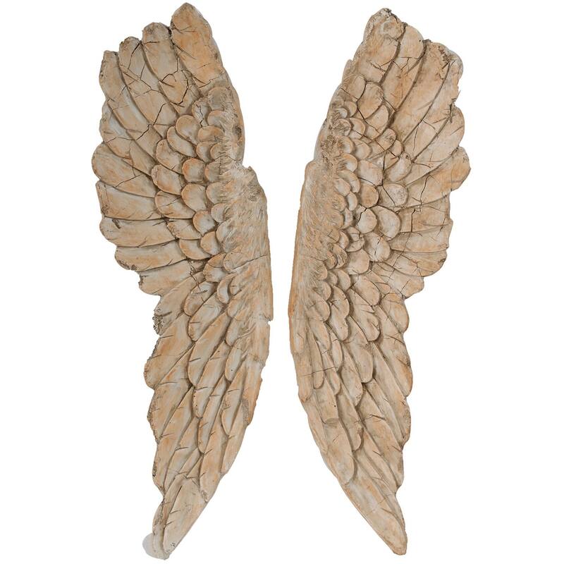 41" Blonde Yellow Realistically Detailed Wings Shaped Wall Art