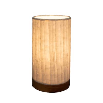 Eangee Handmade Mini Paper Cylinder Table Lamp, Handmade Paper Shade, Lines, 5 x 5 x 9 in.
