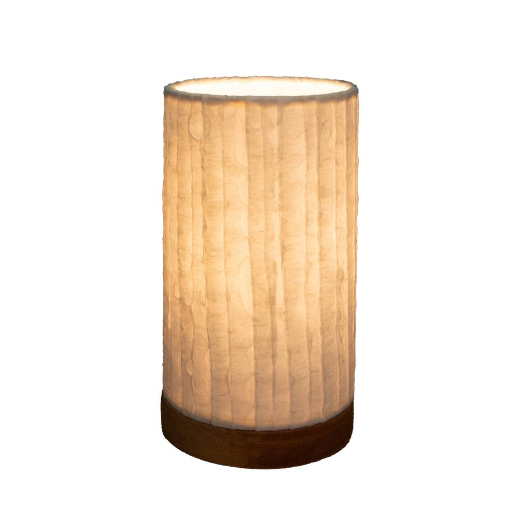 Eangee Handmade Mini Paper Cylinder Table Lamp, Handmade Paper Shade, Lines, 5 x 5 x 9 in.
