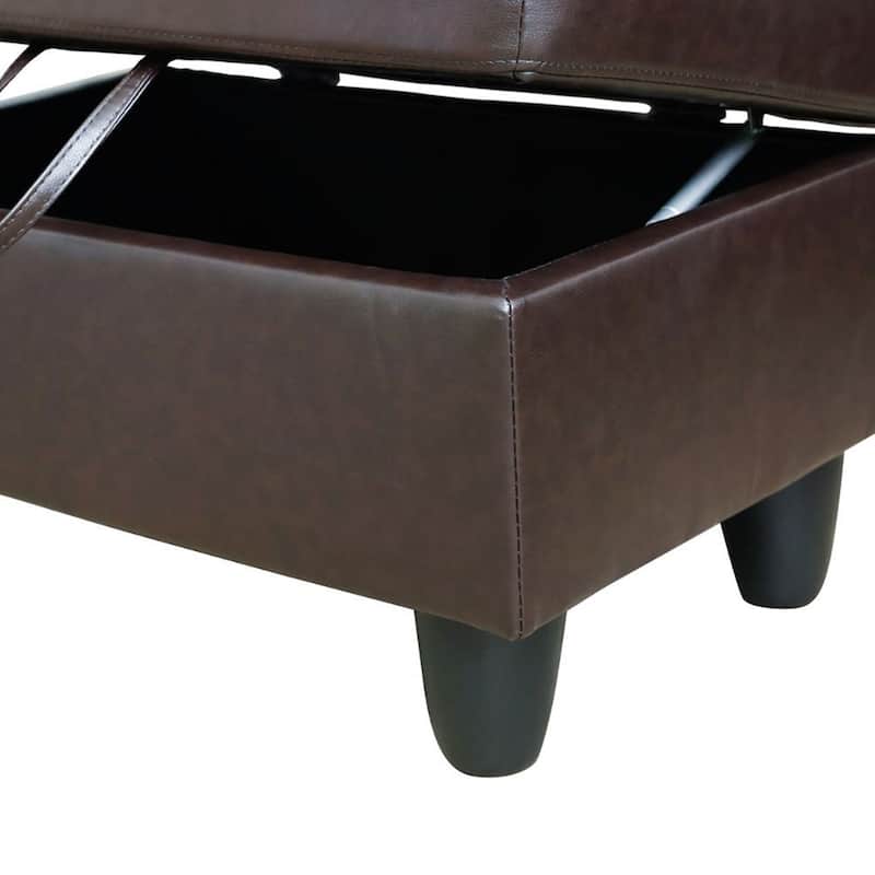 Leather Square Storage Ottoman for Living Room