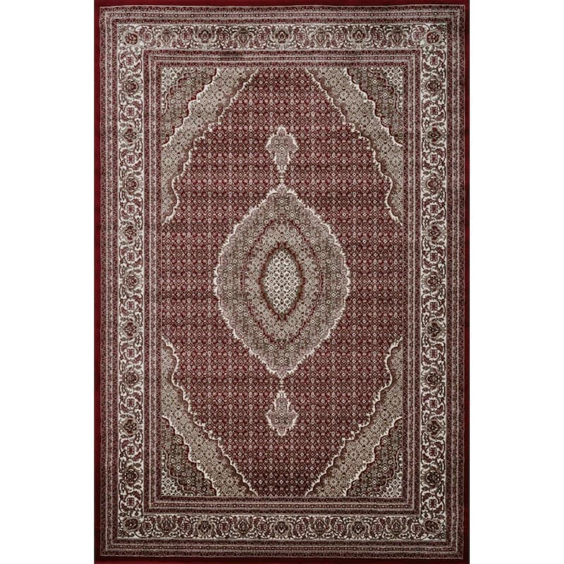 Master Collection Border Transitional Area Rug - Red - 8' x 11'