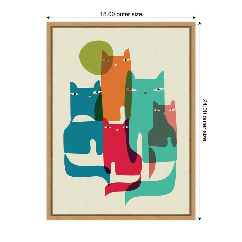 Kate and Laurel Sylvie Retro Cats Under The Moon Framed Canvas by Rachel Lee