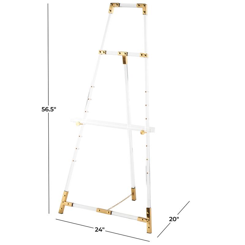 Acrylic Plastic Adjustable 7 Tier Display Easel with Silver or Gold Accents and Chain Support - Clear - Roche River Decor