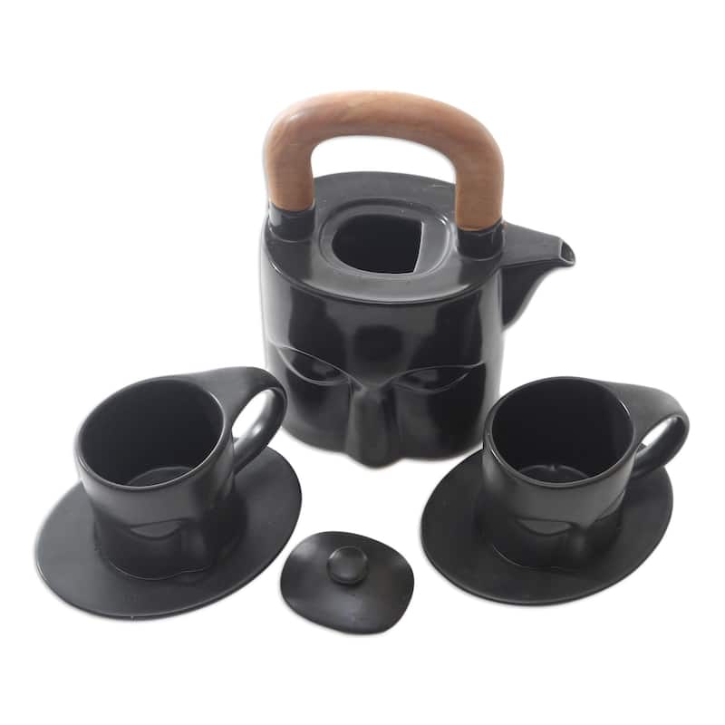 Novica Handmade Peaceful Eyes Ceramic Tea Set (Set For 2)