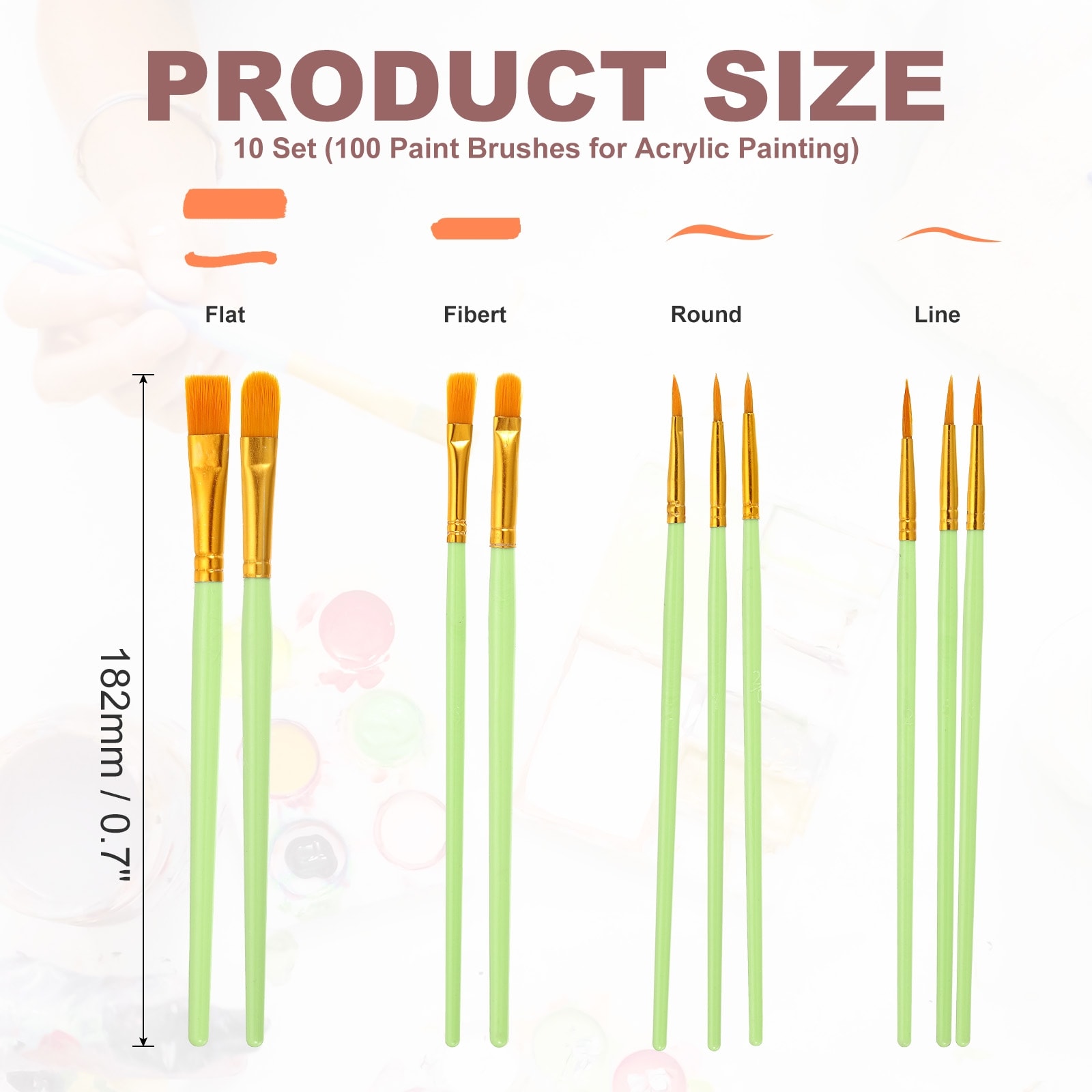 Paint Brushes Set, Acrylic Paint Brush Nylon Hair for Watercolor Oil Painting Miniature Detailing Rock Painting