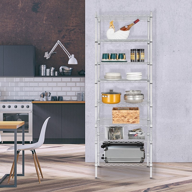 8-Tier Wire Shelving Unit Adjustable Steel Wire Rack