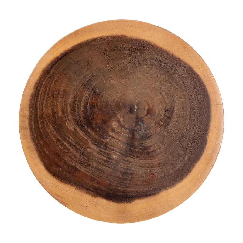 Abrina Solid Suar Wood Side Table - Hand-Carved Sculptural End Table with Arched Base, Modern Boho Style