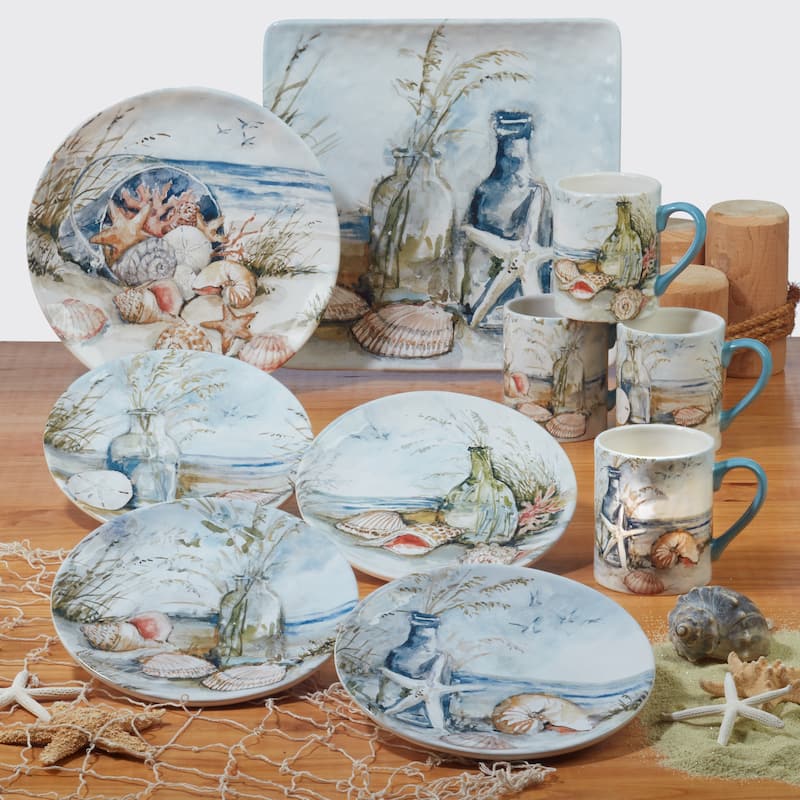 Certified International Coastal Landscape 9" Salad/Dessert Plates, Set of 4 Assorted Designs - 10.75' x 11'