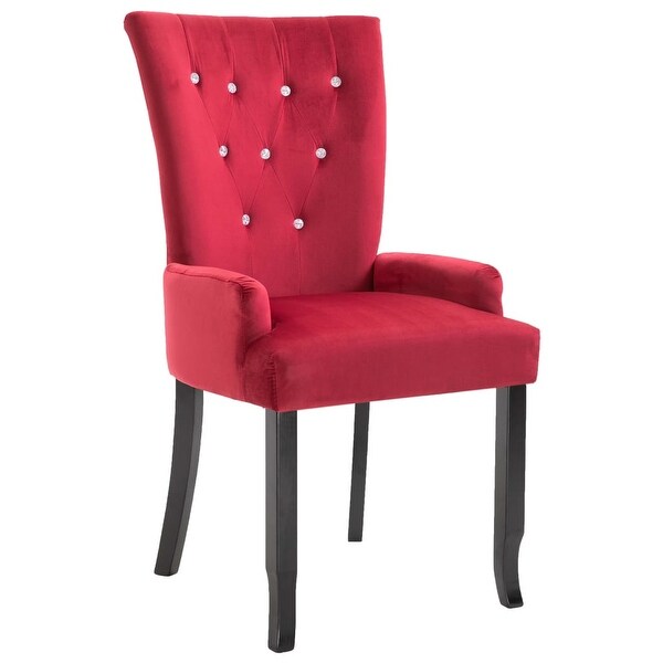 vidaXL Dining Chair with Armrests Red Velvet - Overstock ...